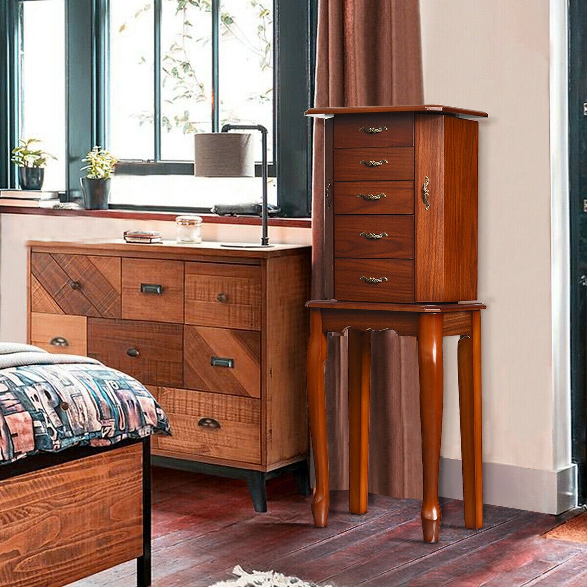 Large Storage Capacity Jewelry Cabinet With 5 Drawers
