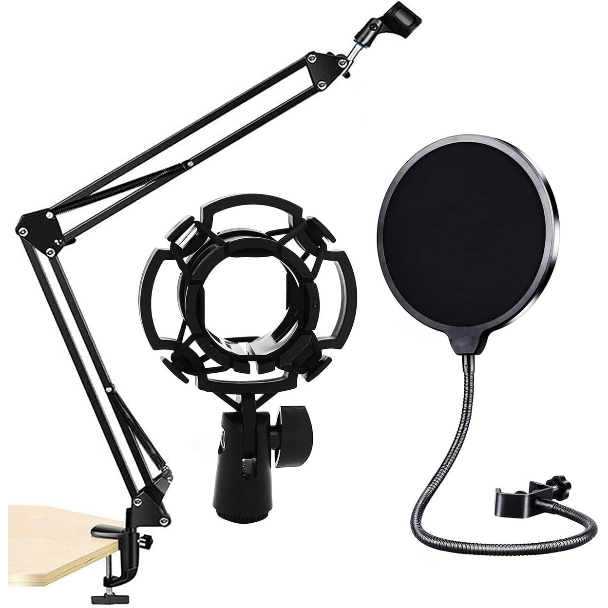 Microphone Stand Heavy Duty Microphone Suspension Scissor Arm Stand And Windscreen Mask Shield (With Pop Filter And