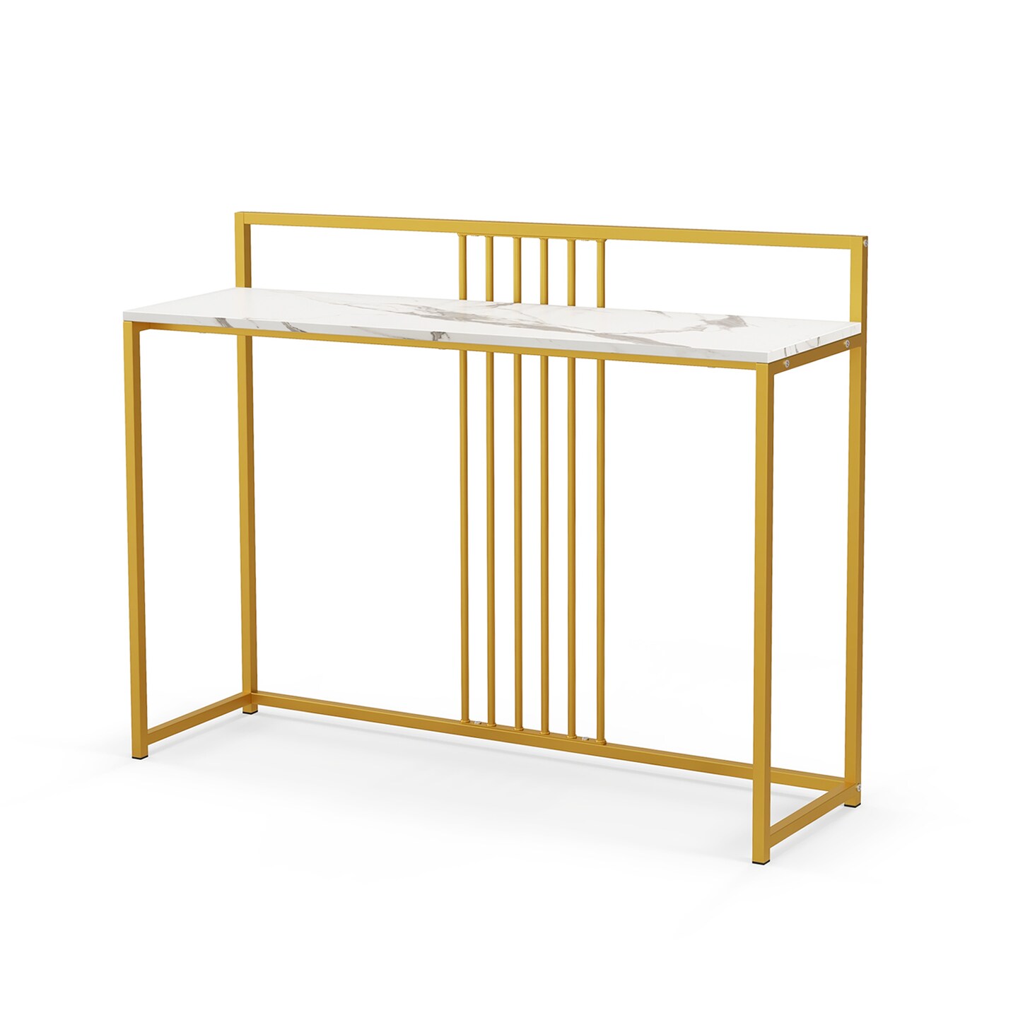 47 Inches Modern Console Table with Steel Frame and Storage Shelf-White