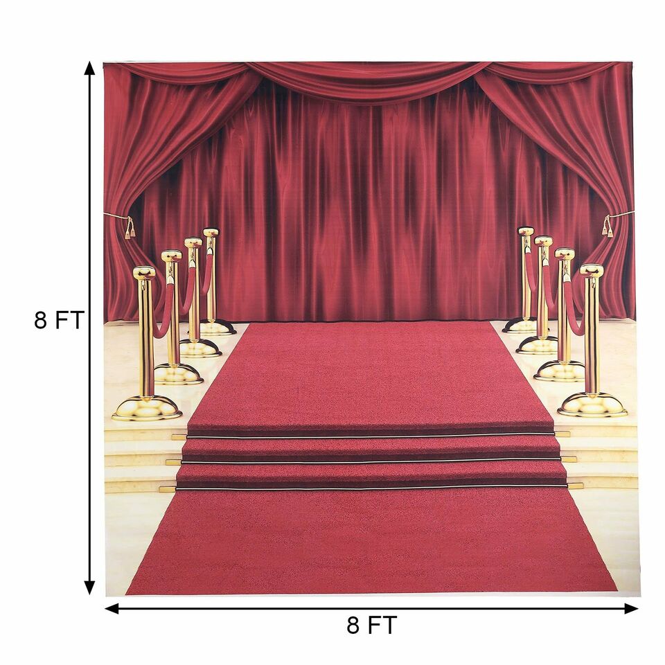 8 ft Vinyl PHOTO BACKGROUND Hollywood Red Carpet Backdrop