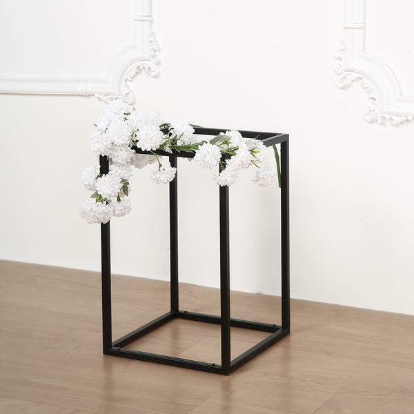 2 pcs 12-Inch tall Black Matte Metal Geometric Stands Flower Vase Holders