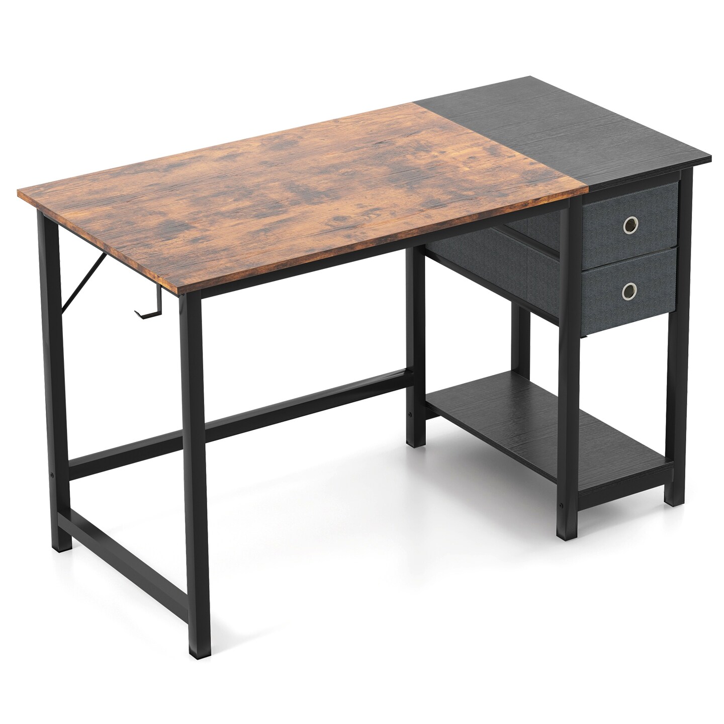 Home Office Desk With 2 Drawers Hanging Hook