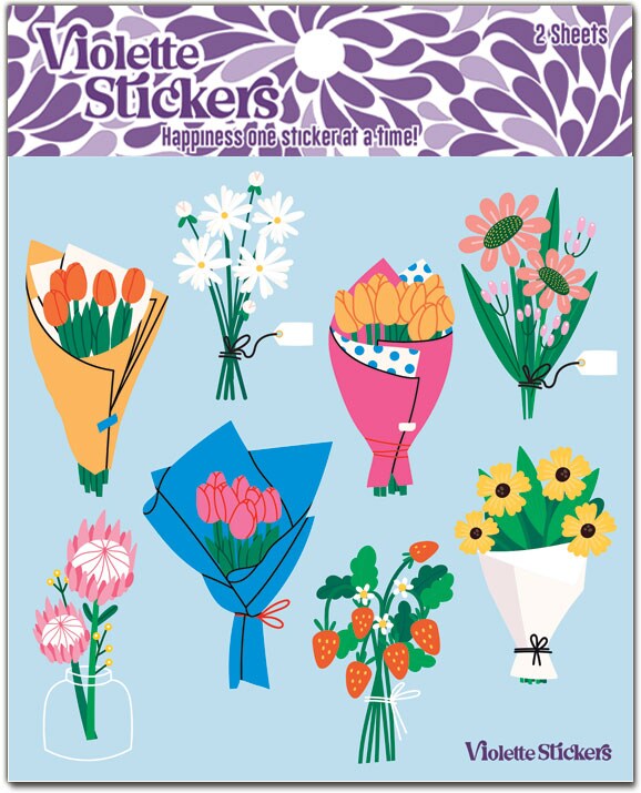 Blue Bouquet Stickers - 3 Packages