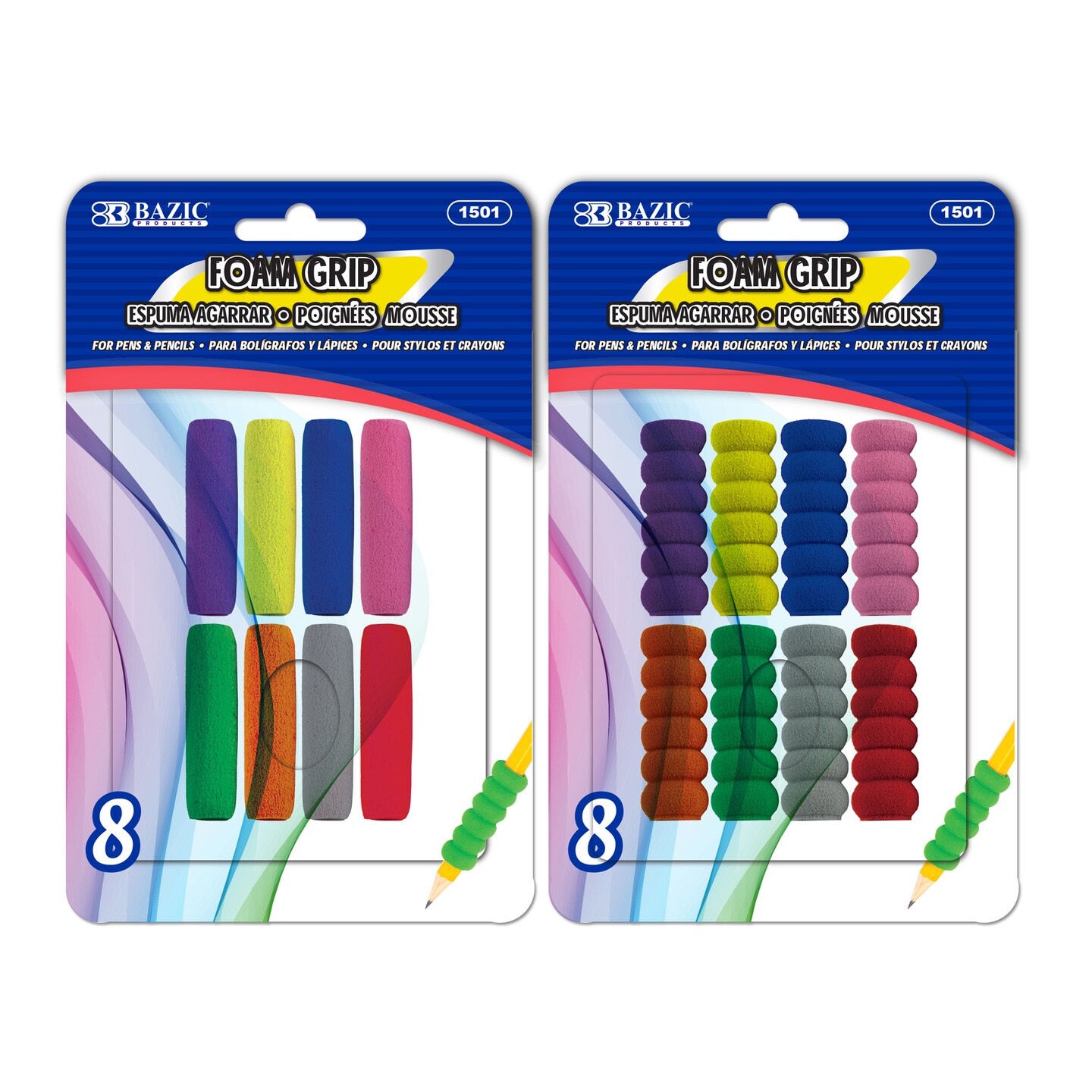 BAZIC Pen Grip Shape Foam Pencil (8/Pack)
