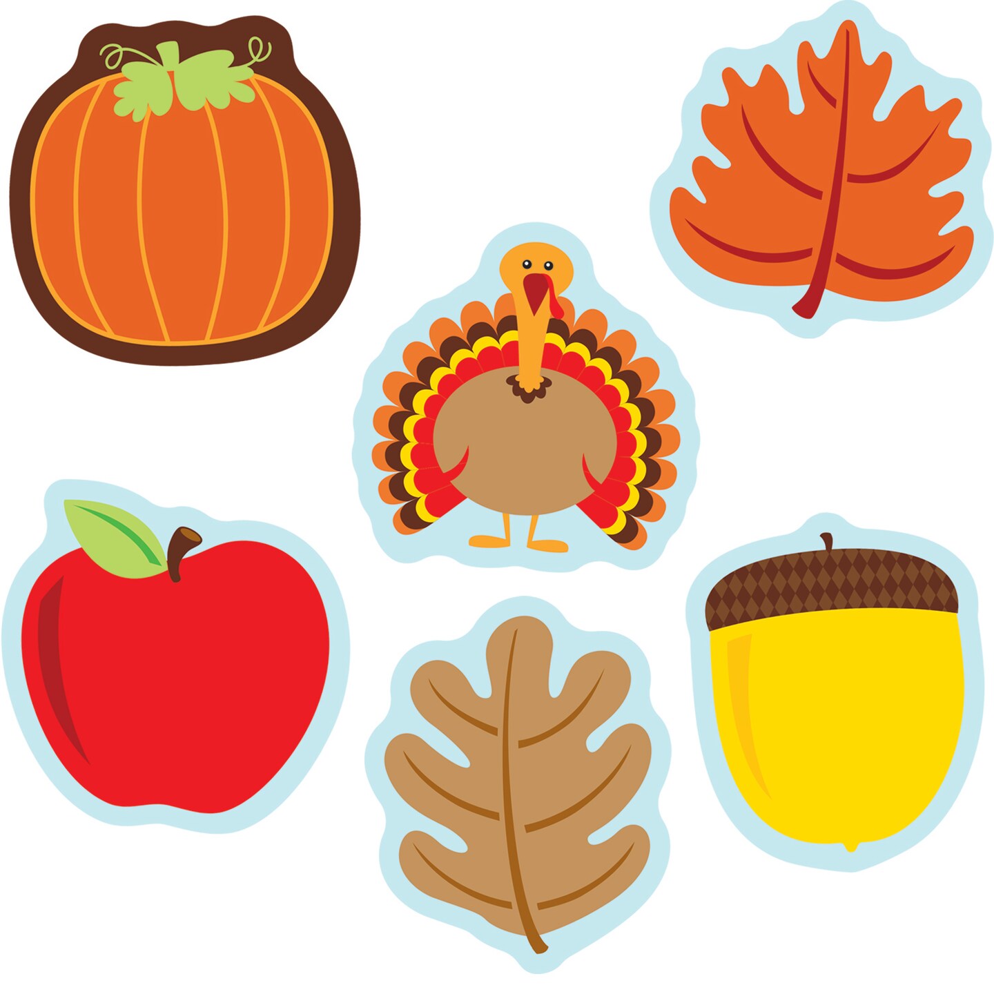 Carson Dellosa 36pc Autumn, Thanksgiving, Halloween Bulletin Board Cutouts, Autumn Leaves, Apple, Acorn, Turkey, Pumpkin Fall Bulletin Board Decorations, Fall Decor, Wall Decor, Classroom Decor