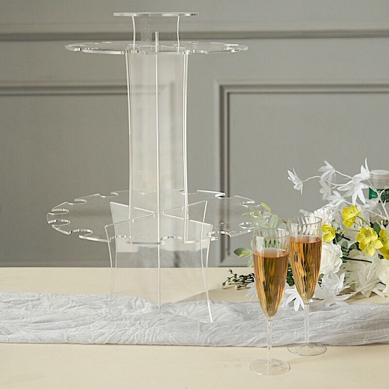 21&#x22; Clear 3-Tier Round Acrylic Champagne Glass Flute Holder