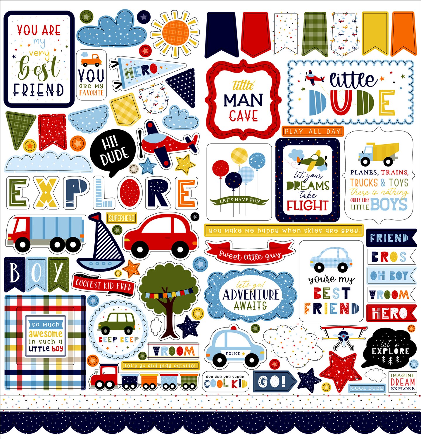 Echo Park Little Dreamer Boy 12 x 12 Cardstock Stickers
