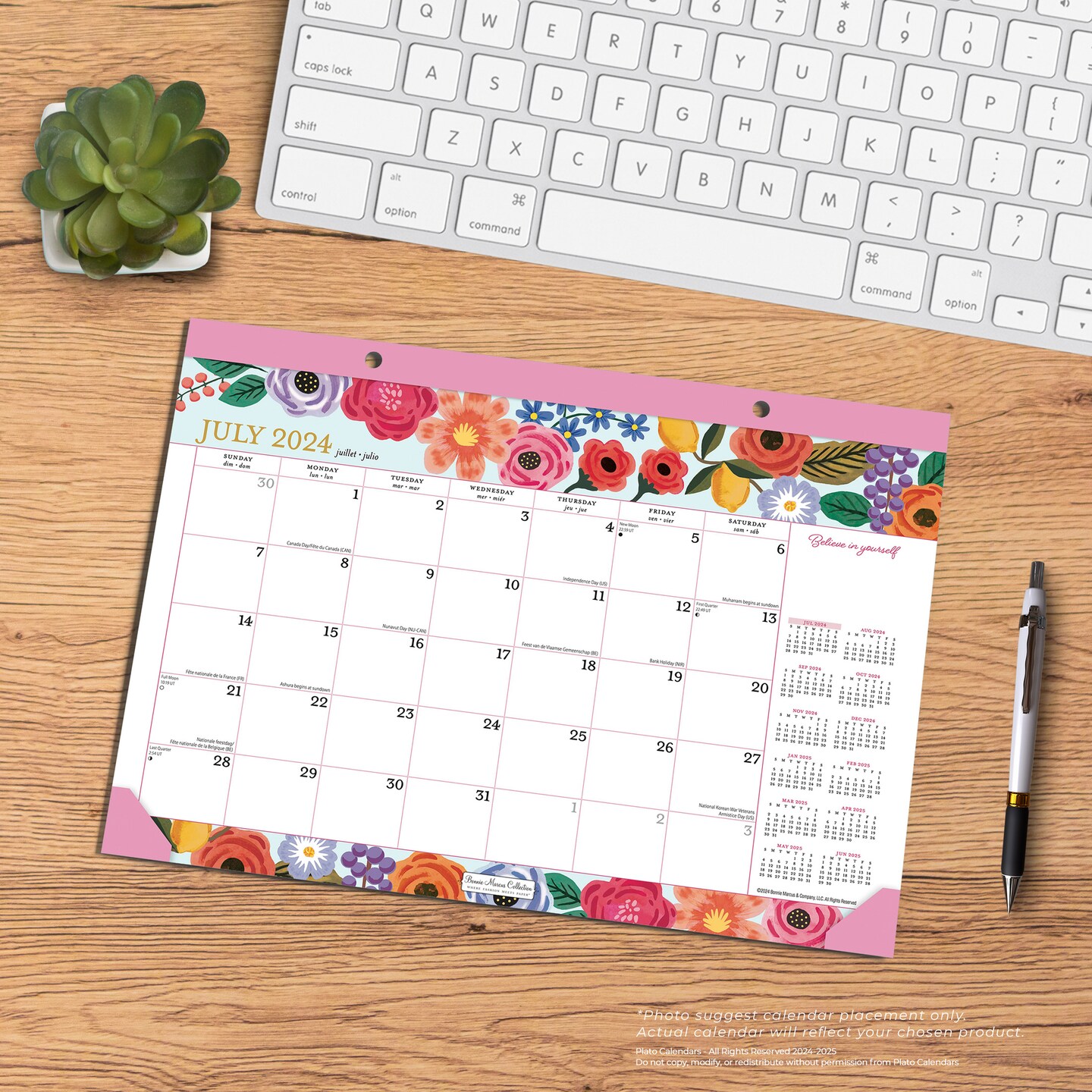 Bonnie Marcus OFFICIAL | 2025 14 x 10 Inch 18 Months Monthly Desk Pad Calendar | July 2024 - December 2025 | Plato | Fashion Designer Stationery