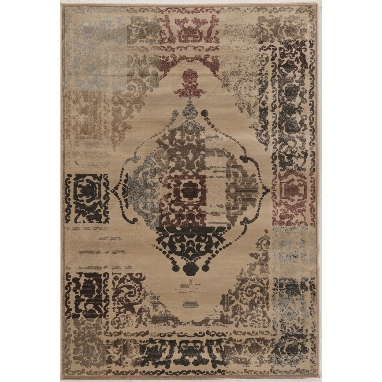 Jewel Medallion 5X7.6 Beige Rust Area Rug 100% Polypropylene Powerloomed Turkey