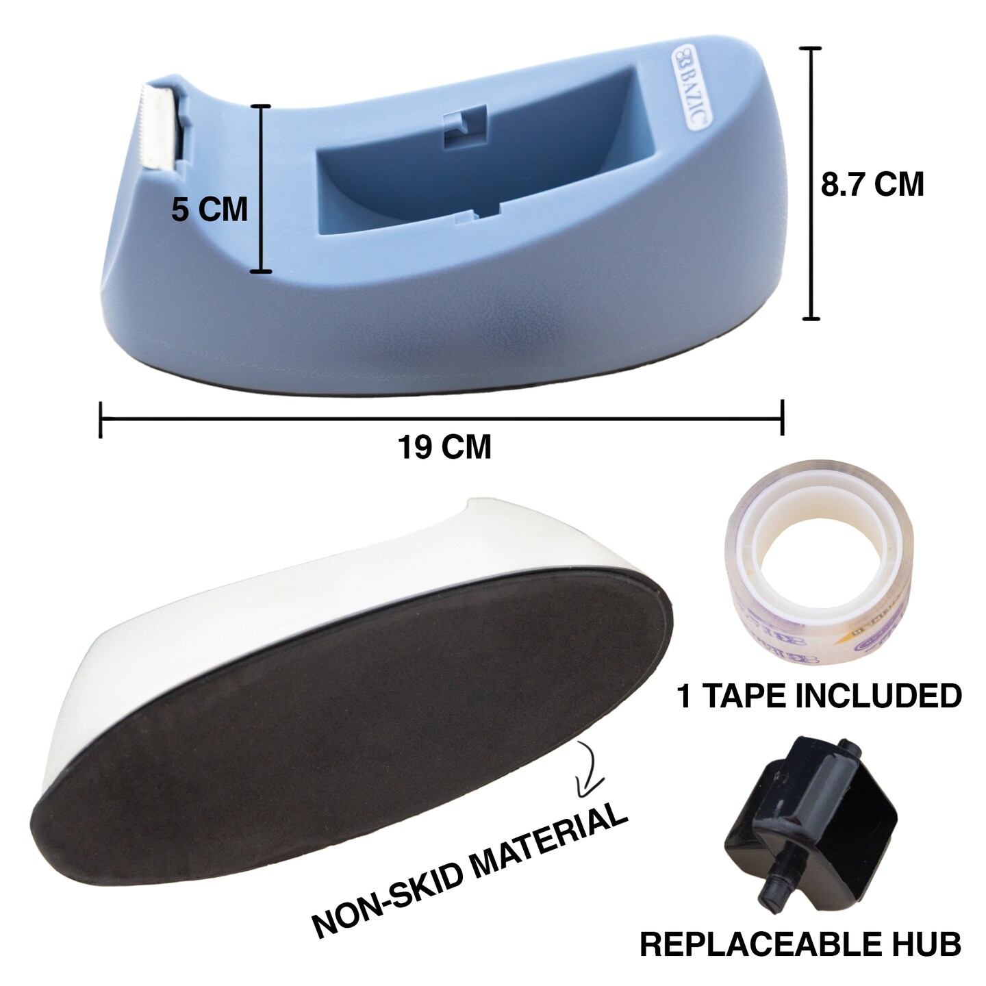 BAZIC 1&#x22; Core Heavy Duty Desktop Tape Dispenser w/ Tape Refill