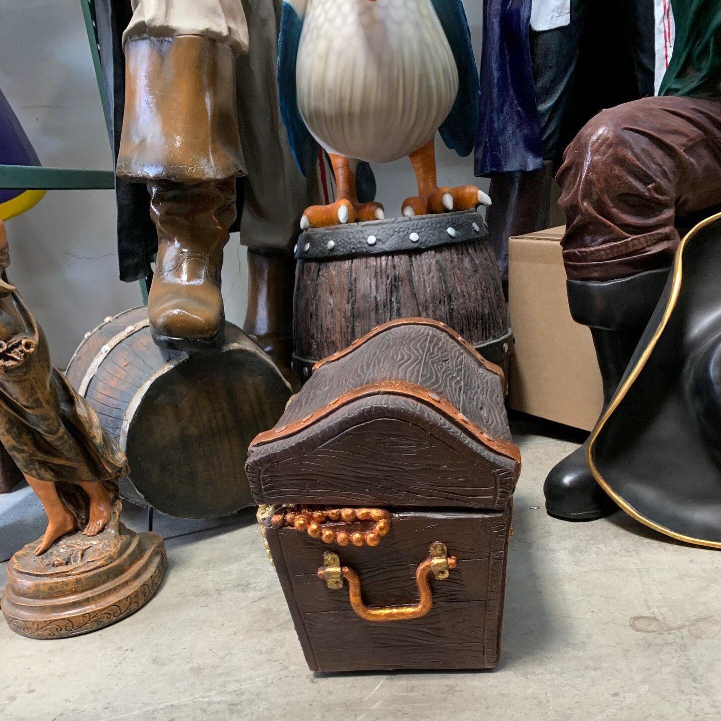 Small Open Treasure Chest Life Size Statue