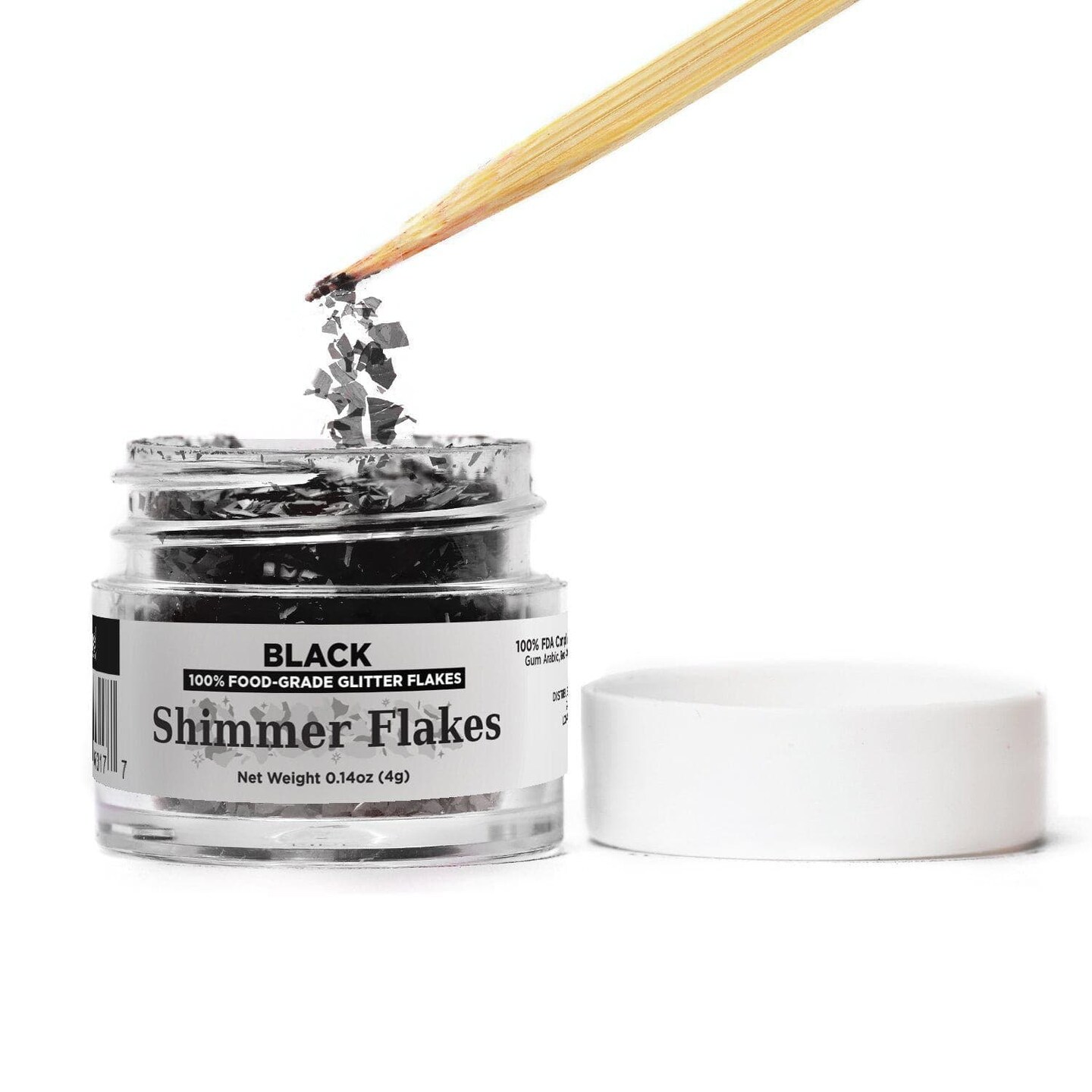 Black Edible Shimmer Flakes 4 Gram Jar