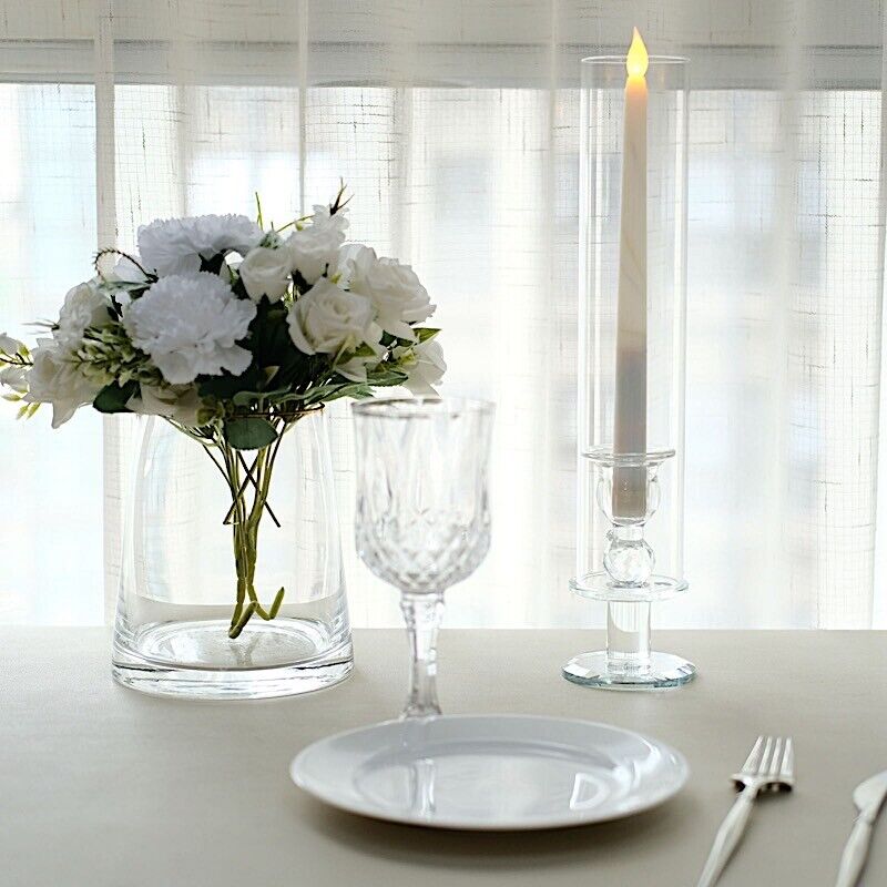 2 Crystal Clear 14" Glass Hurricane Taper CANDLE HOLDERS Cylinder Shades