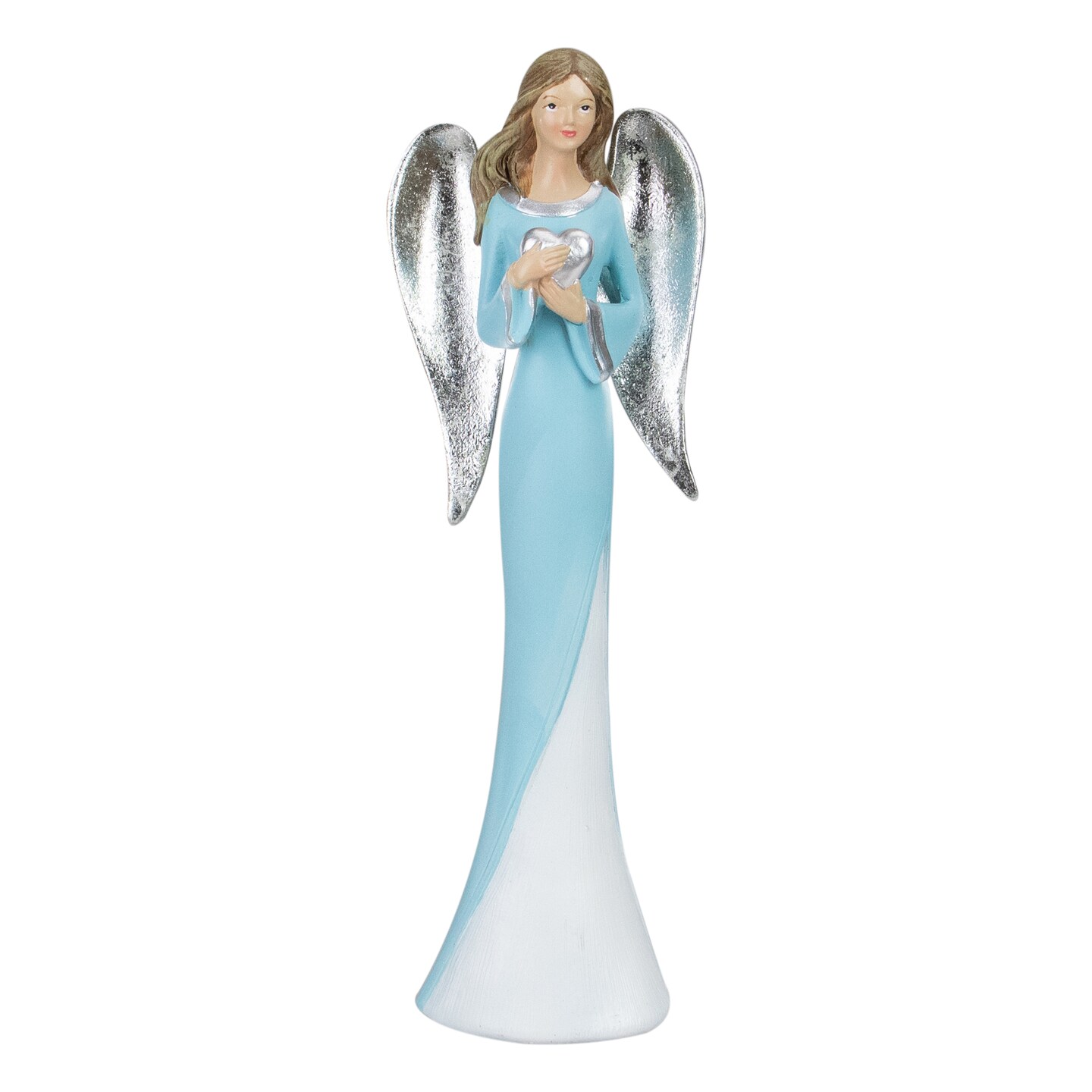 Northlight 16&#x22; Blue and White Angel Figure Holding a Heart