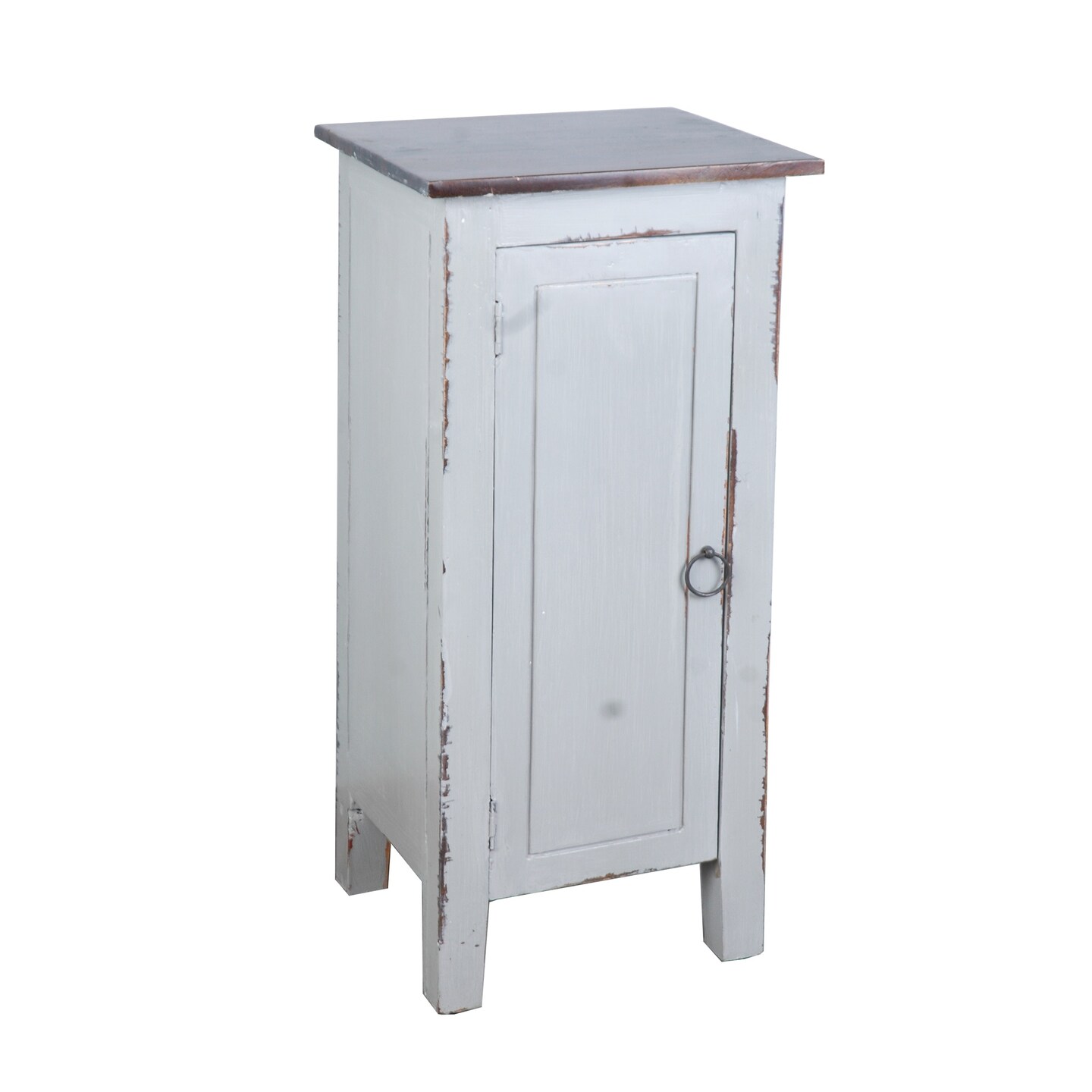 The Hamptons Collection 31&#x201D; Antique Gray and Brown One Door Accent Cabinet