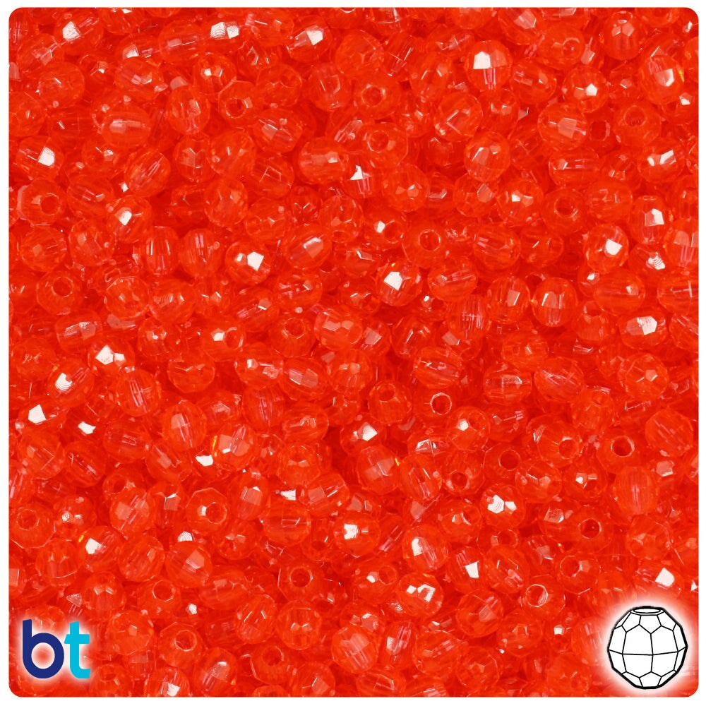 BeadTin Hyacinth Transparent 4mm Faceted Round Plastic Craft Beads (1350pcs)