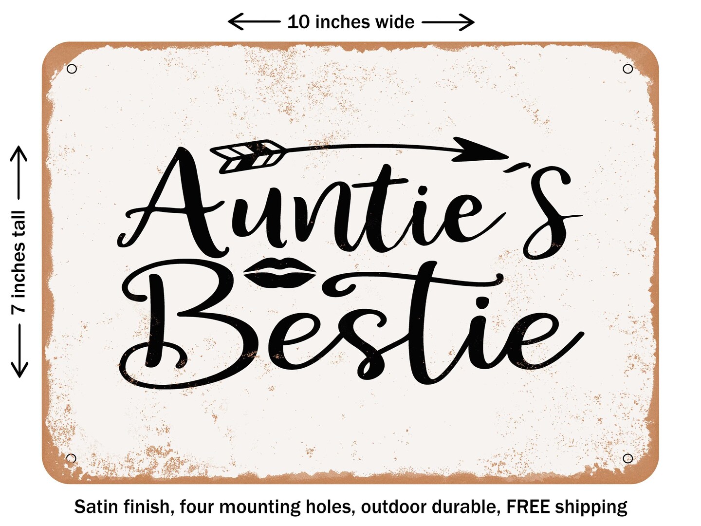 DECORATIVE METAL SIGN - Aunties Bestie - 2 - Vintage Rusty Look
