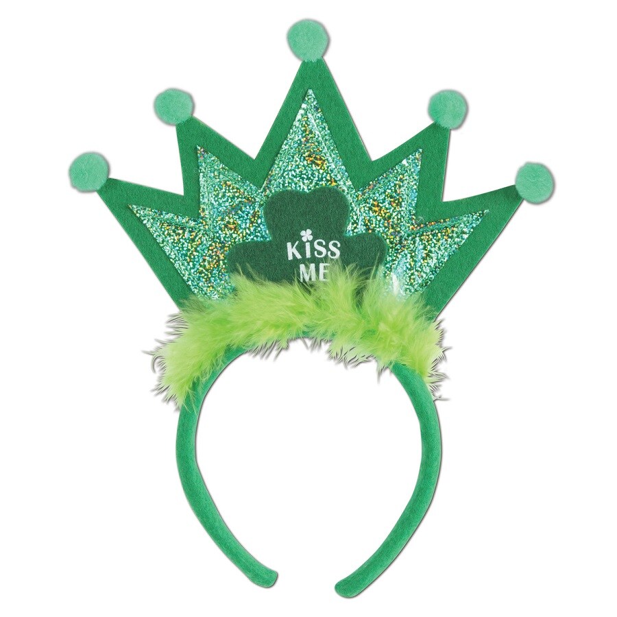 Beistle Club Pack of 12 St. Patrick&#x27;s Day Green Shamrock Tiara Headband Costume Accessories