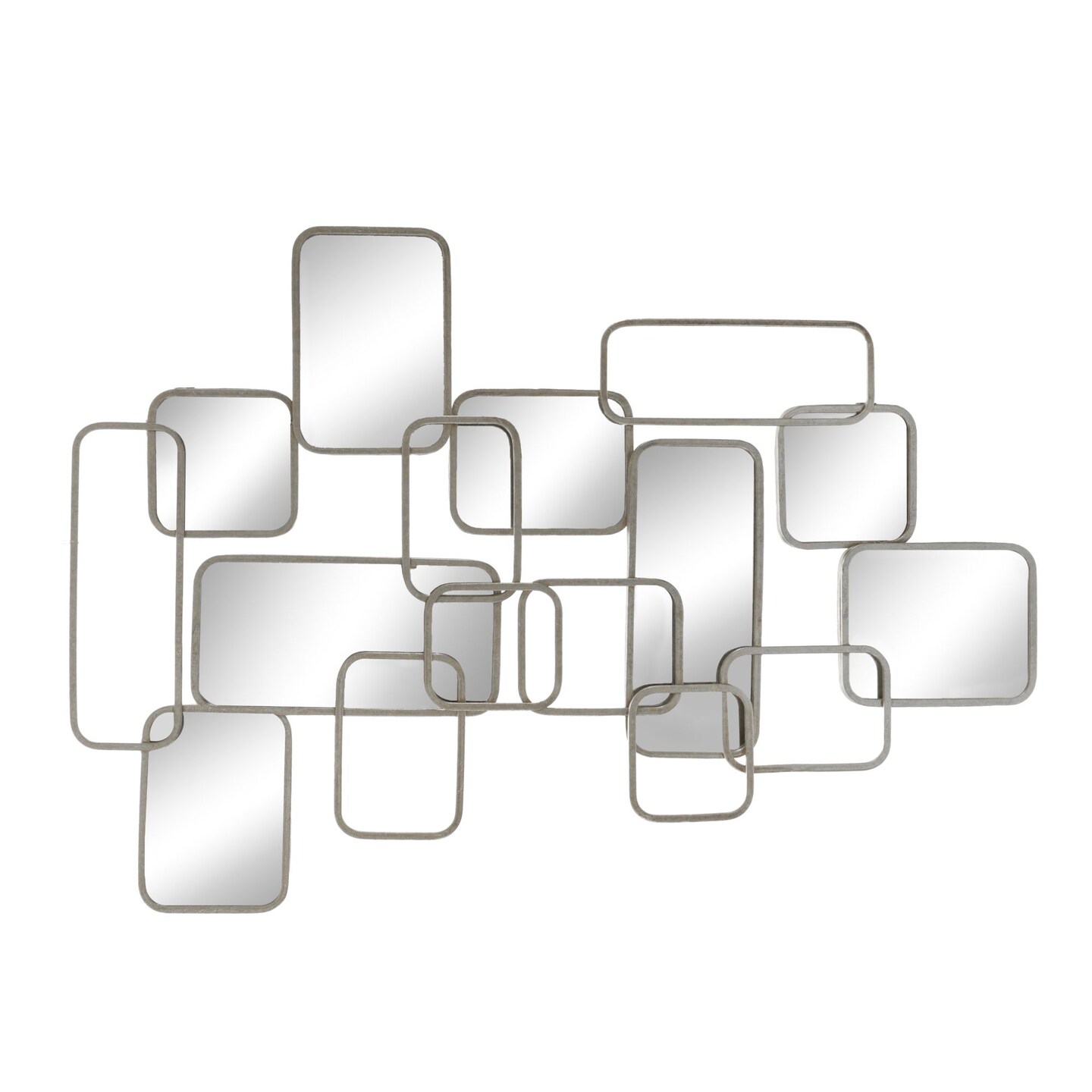 Kingston Living 39&#x22; Silver Abstract Square Mirrored Wall Decor
