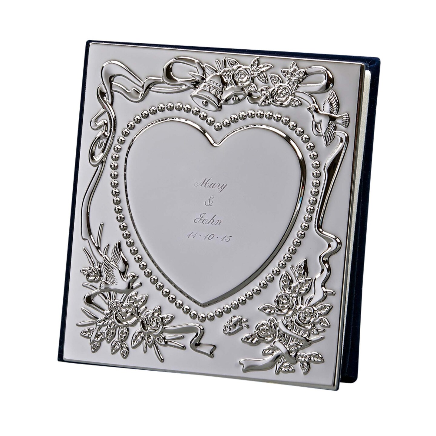 Contemporary Home Living 6.5" Silver Rectangular Heart Cover Photo Album