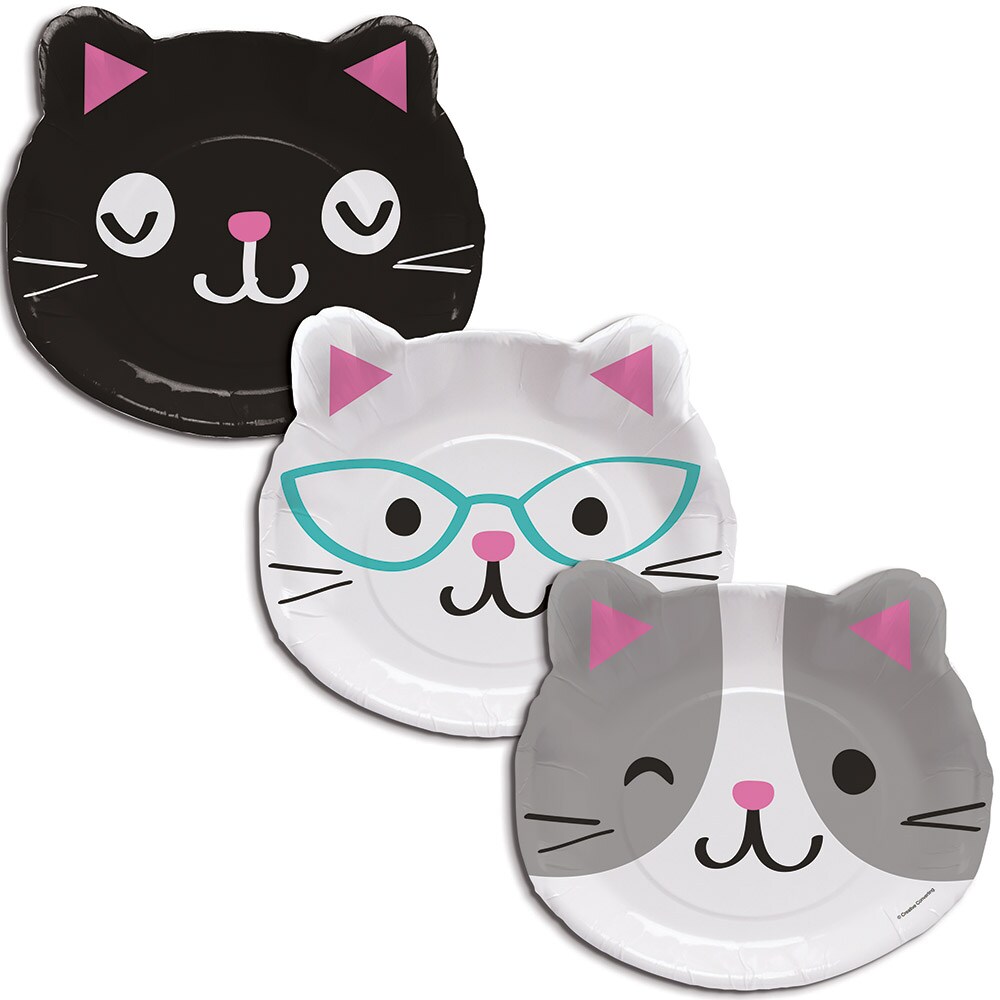 Party Central Kitty Face Disposable Dinner Plates - 9.5&#x22; - Club Pack of 96