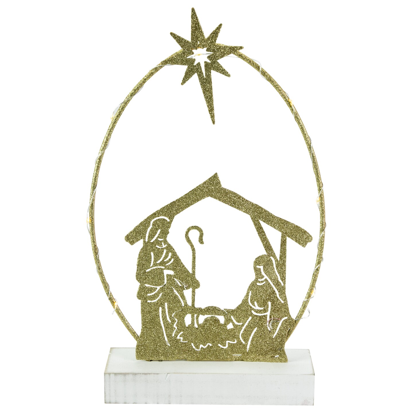 Northlight LED Lighted Glitter Holy Family Nativity Scene Christmas Decoration - 14"