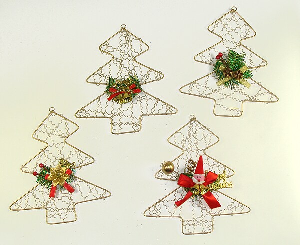 CC Christmas Decor 72ct Gold Wire Santa Christmas Tree Ornaments 9&#x22;
