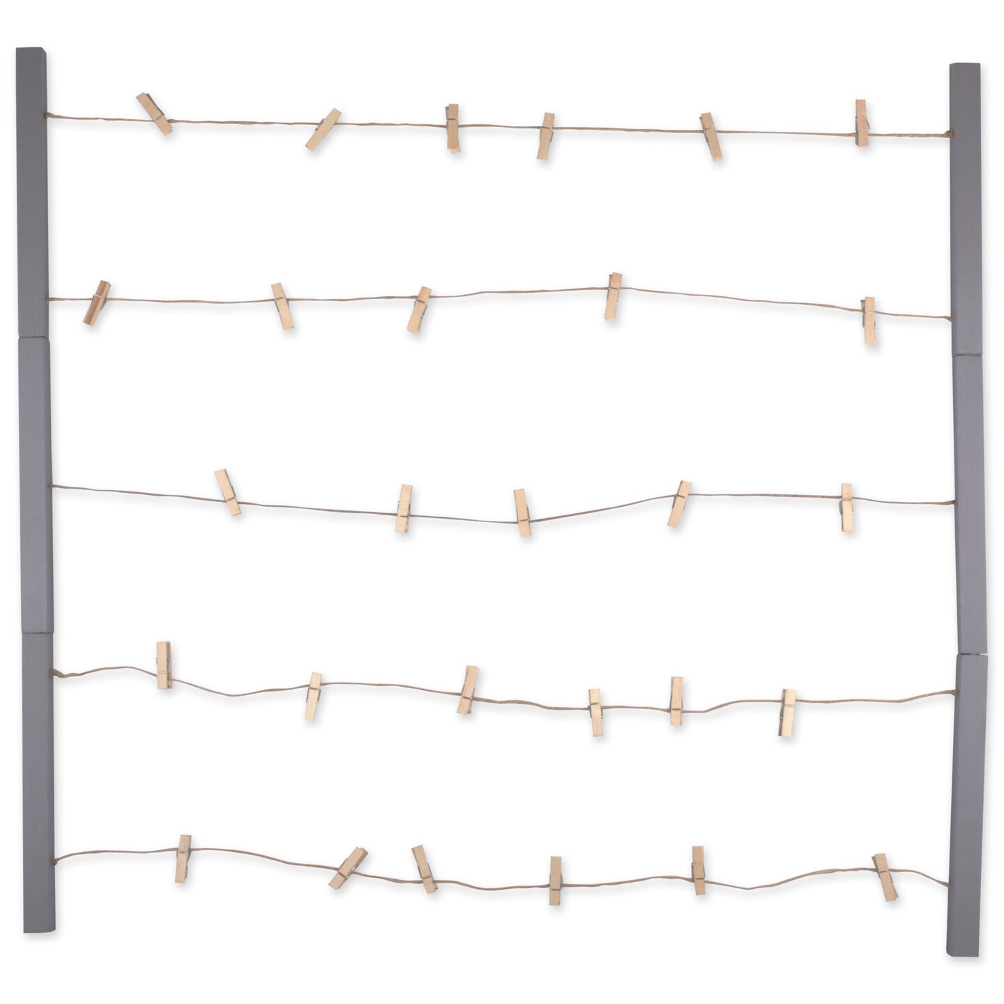 Contemporary Home Living DIY Floating Photo Clothesline Frame with Clips - 29.75&#x22; - Gray