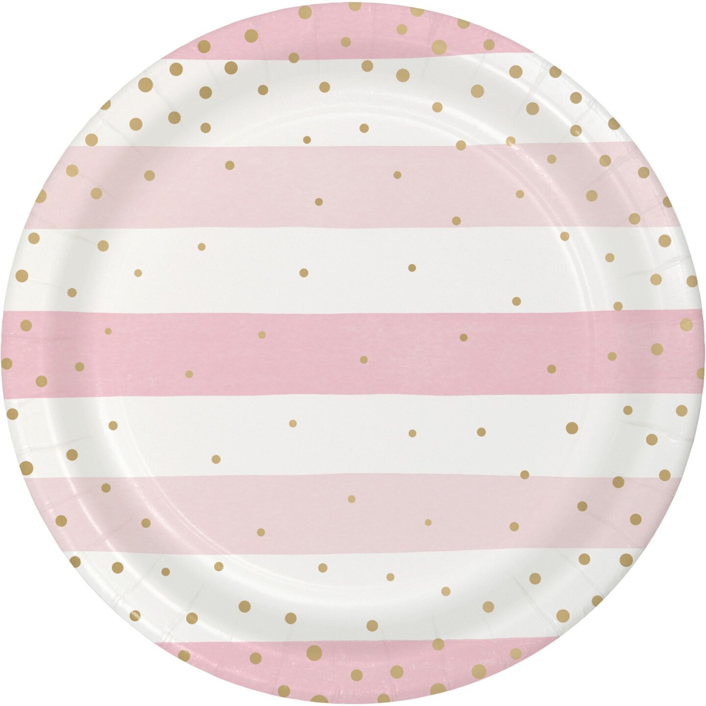 Party Central Striped Paper Disposable Party Dinner Plates - 9" - Pink - Club Pack of 96