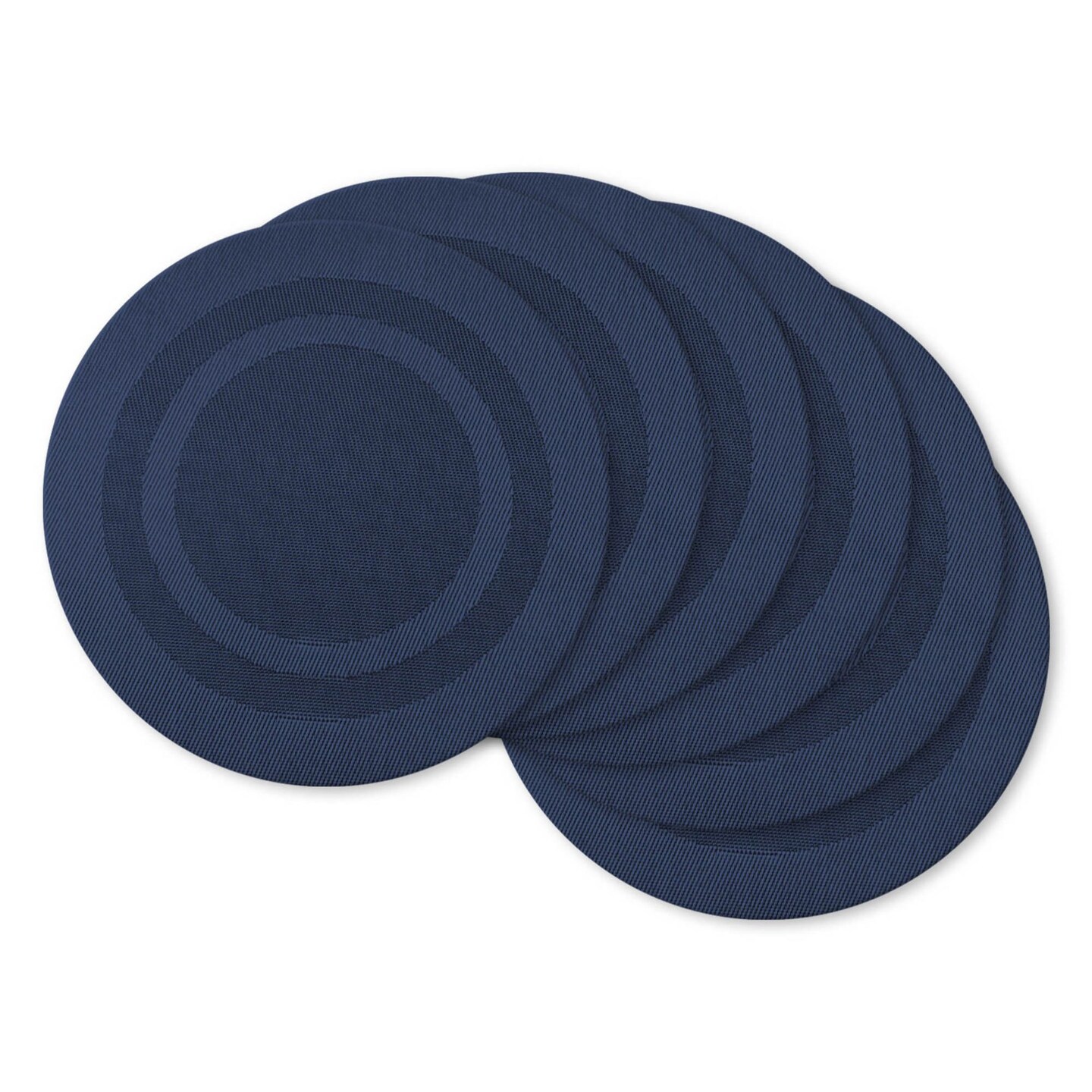 CC Home Furnishings Set of 6 Nautical Blue Round Doubleframe Placemats 14&#x22;