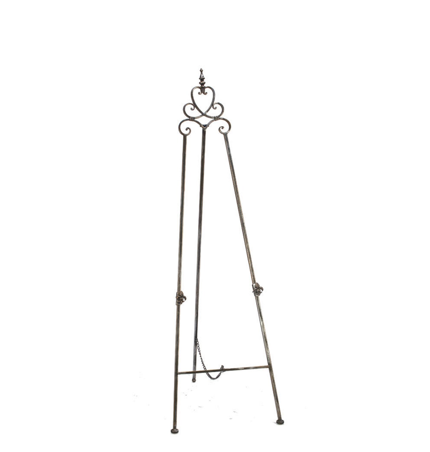 Tripar International 56.5" Silver and Black Regal Floor Art Easel with Fleur-De-Lis Accents