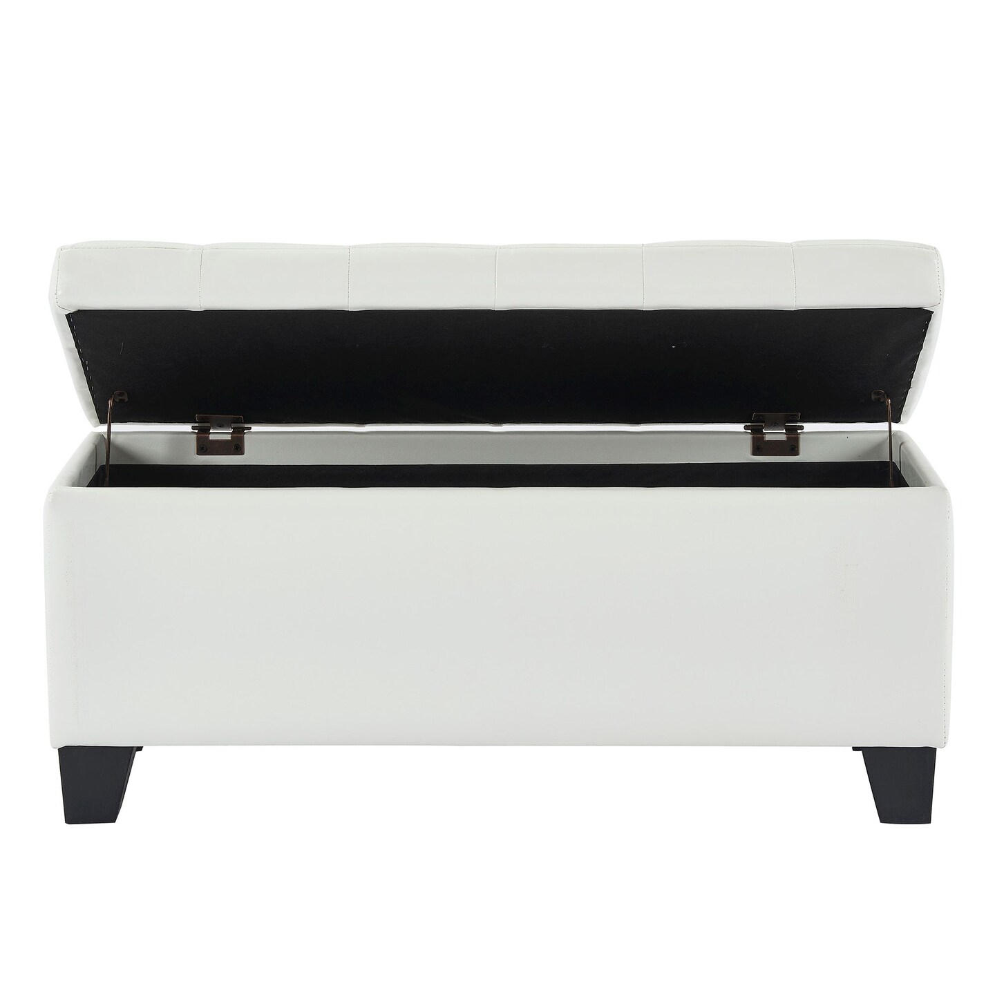 Contemporary Home Living 35.5" White Solid Rectangular Storage Ottoman