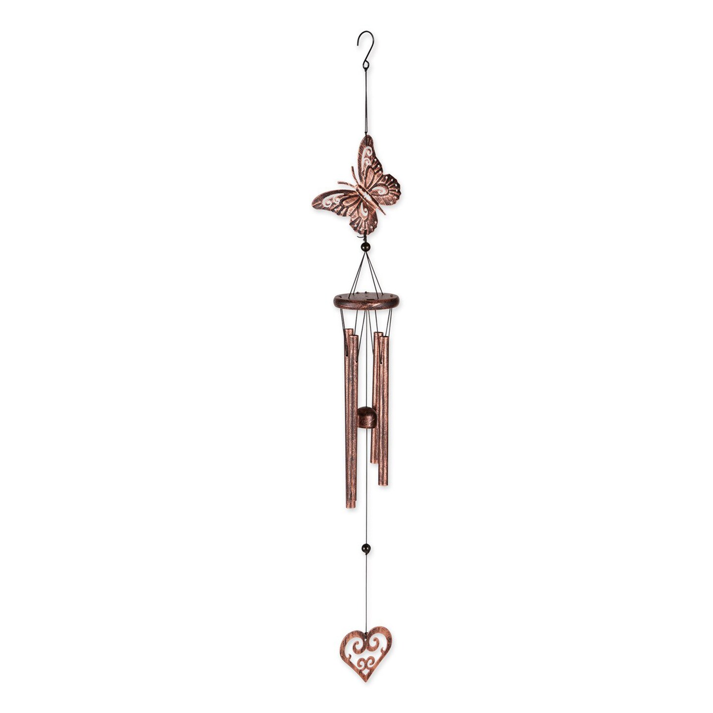 Accent Plus Home Decorative Butterfly and Heart Wind Chimes - 31.5 inches