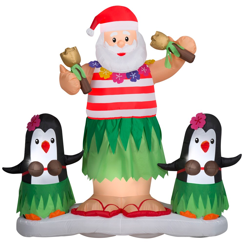 6' Gemmy Animated Airblown Inflatable Christmas Santa Dancing The Hula w/ Penguins Yard Decoration 882501