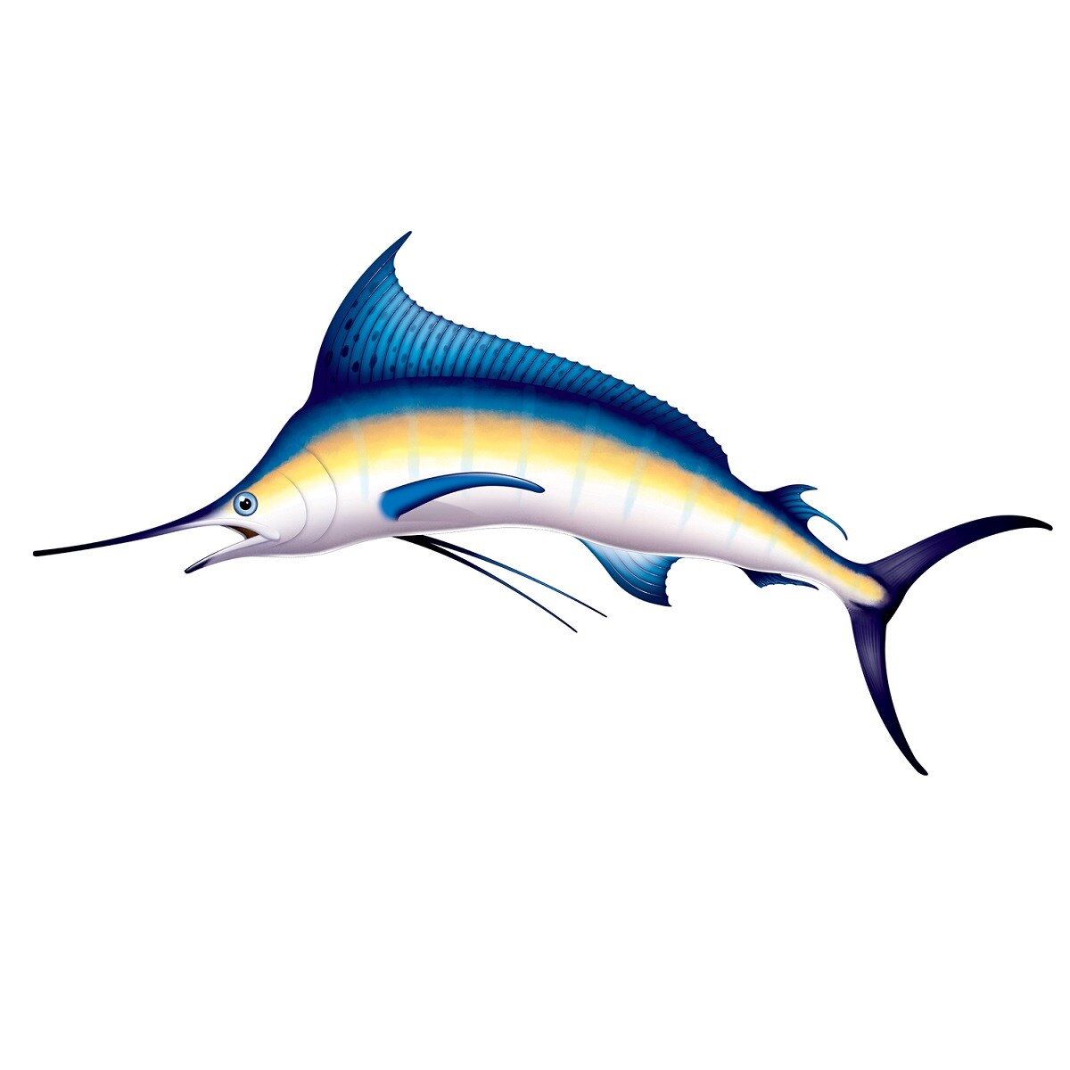 Party Central Pack of 6 Blue and White Luau Marlin Party Wall Decors 77.5"