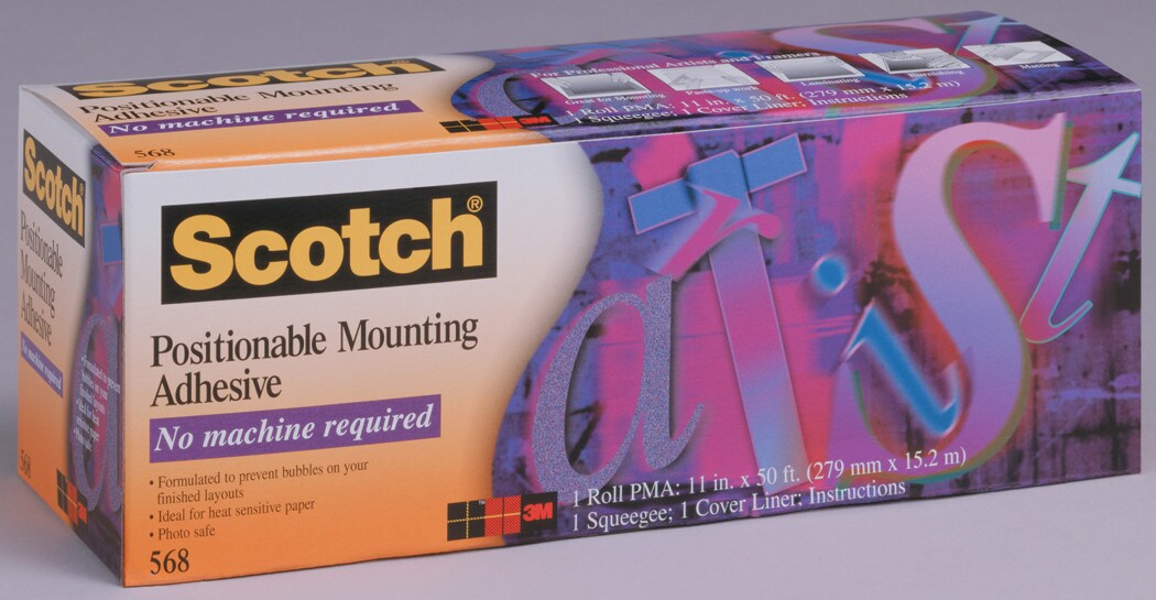 3M #568 Positionable Mounting Adhesive, 16&#x22; x 50 ft.