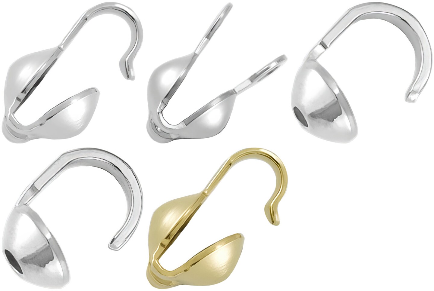 250 Assorted Clam Shell Bead Tips, 200 Sterling Silver & 50 Gold Filled