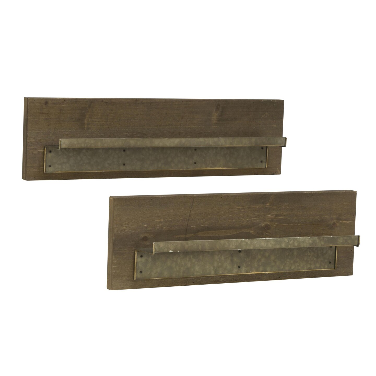 Tripar International Set of 2 Brown Rectangular Shelves with Ledge 25.75&#x22;