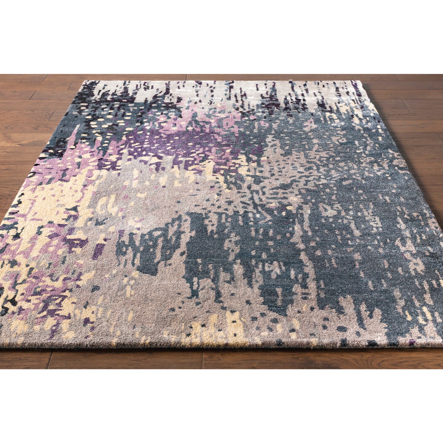 Tiwari Home 5&#x27; x 8&#x27; Gray and Dark Purple Contemporary Rectangle Area Throw Rug