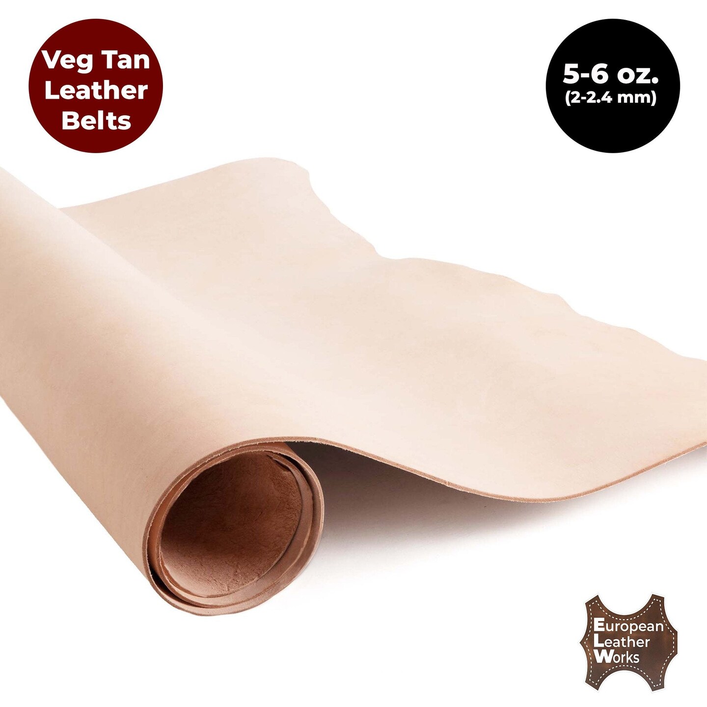 European Leather Work 5-6 oz. (2-2.4mm) Vegetable Tanned Leather Pre-Cut Full Grain Cowhide Leathercraft for Tooling, Engraving, Carving, Molding, Embossing, Stamping, &#x26; Dyeing