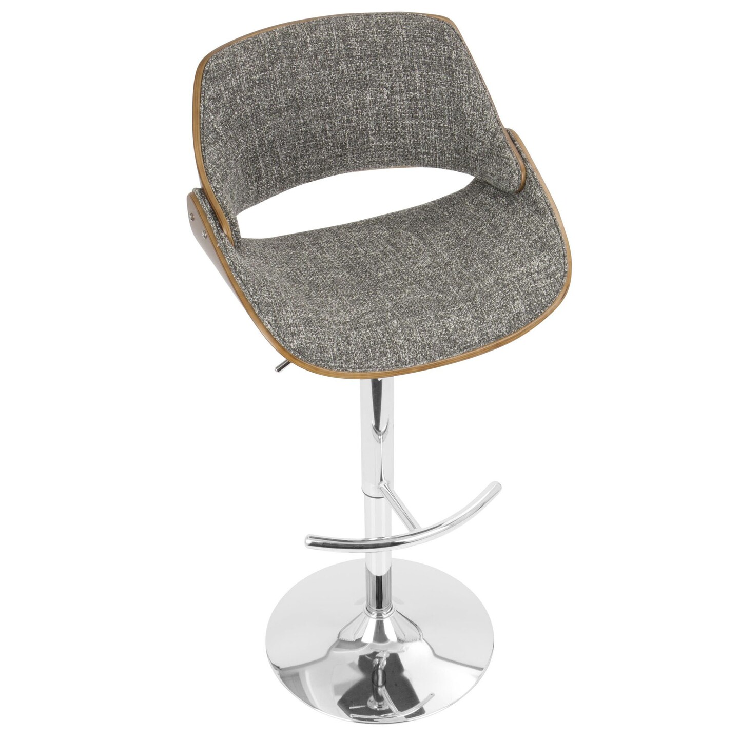 Fabrizzi Mid-Century Modern Adjustable Barstool with Swivel in Walnut