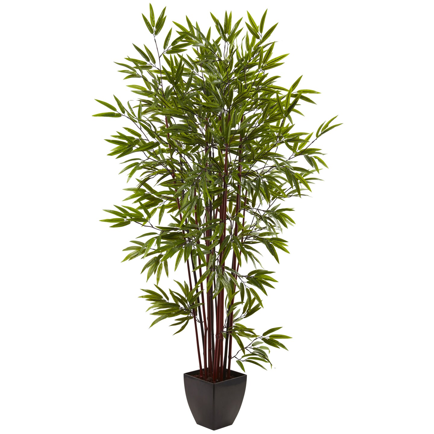 Nearly Natural 6' Artificial Bamboo Silk Tree in Black Planter