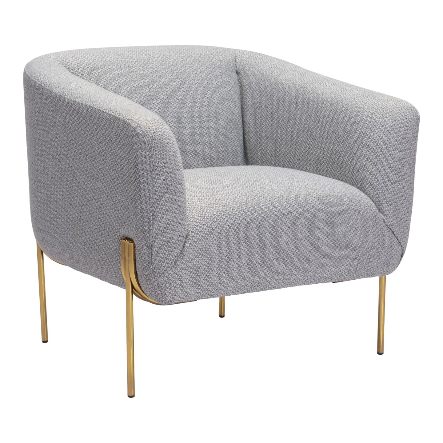 Modern Home 30.75&#x22; Gray and Gold Modern Style Upholstered Lounge Arm Chair