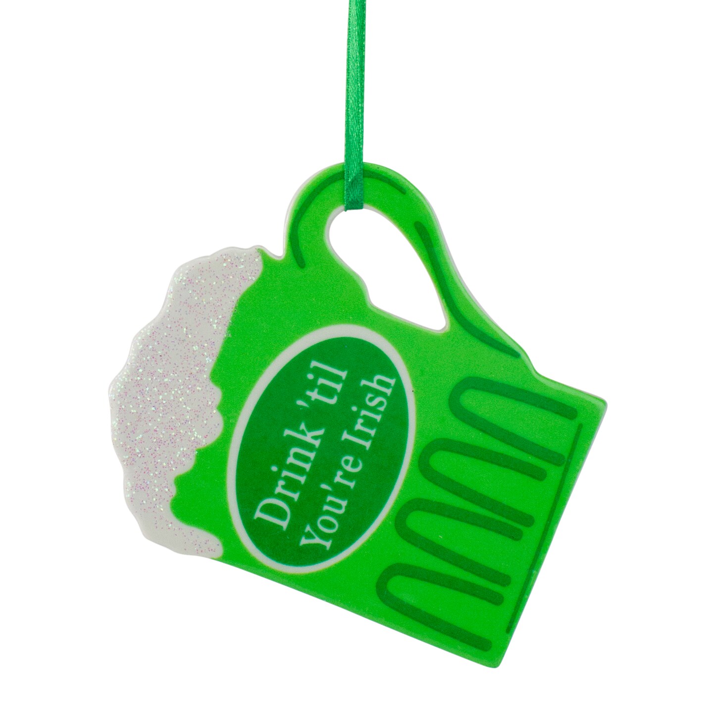 Kurt Adler 4&#x22; Luck of the Irish &#x22;Drink &#x27;Til You&#x27;re Irish&#x22; Beer Mug Christmas Ornament