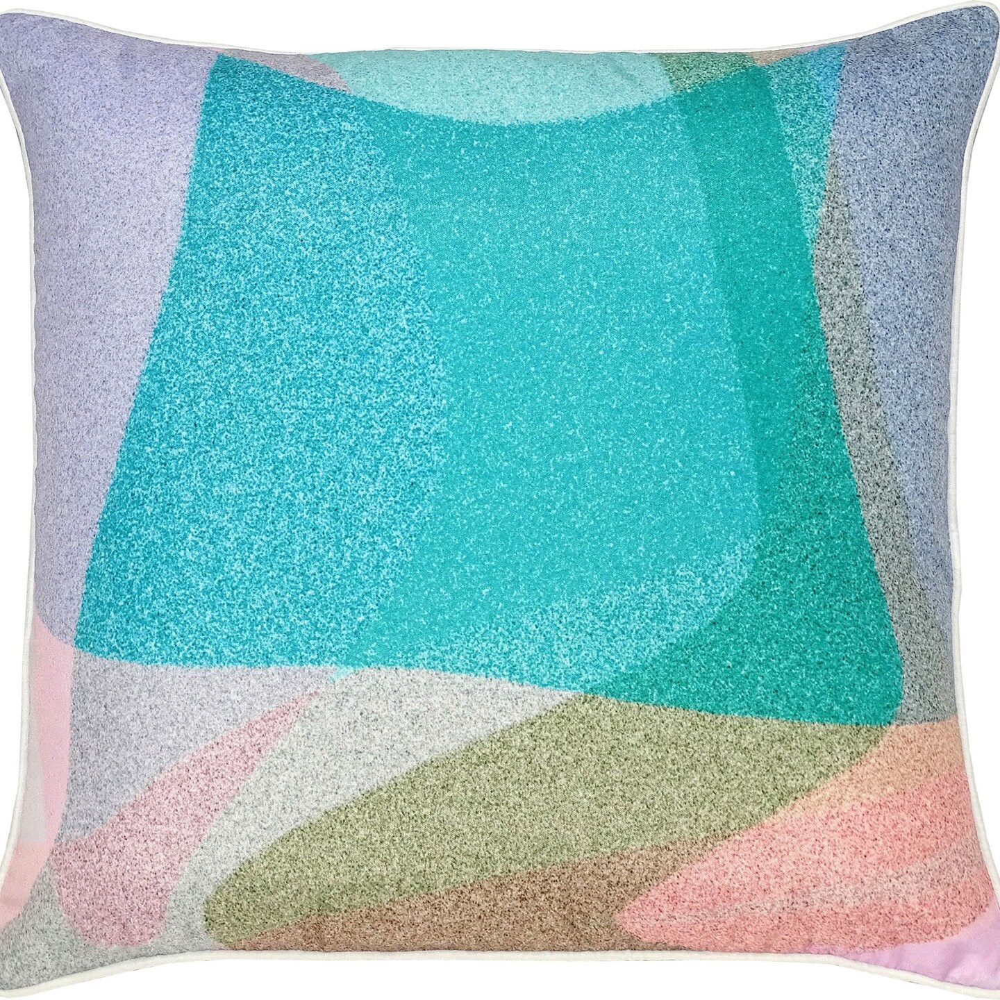 Signature Home Collection 22&#x22; Blue and Pink Sparkly Abstract Square Outdoor Patio Throw Pillow