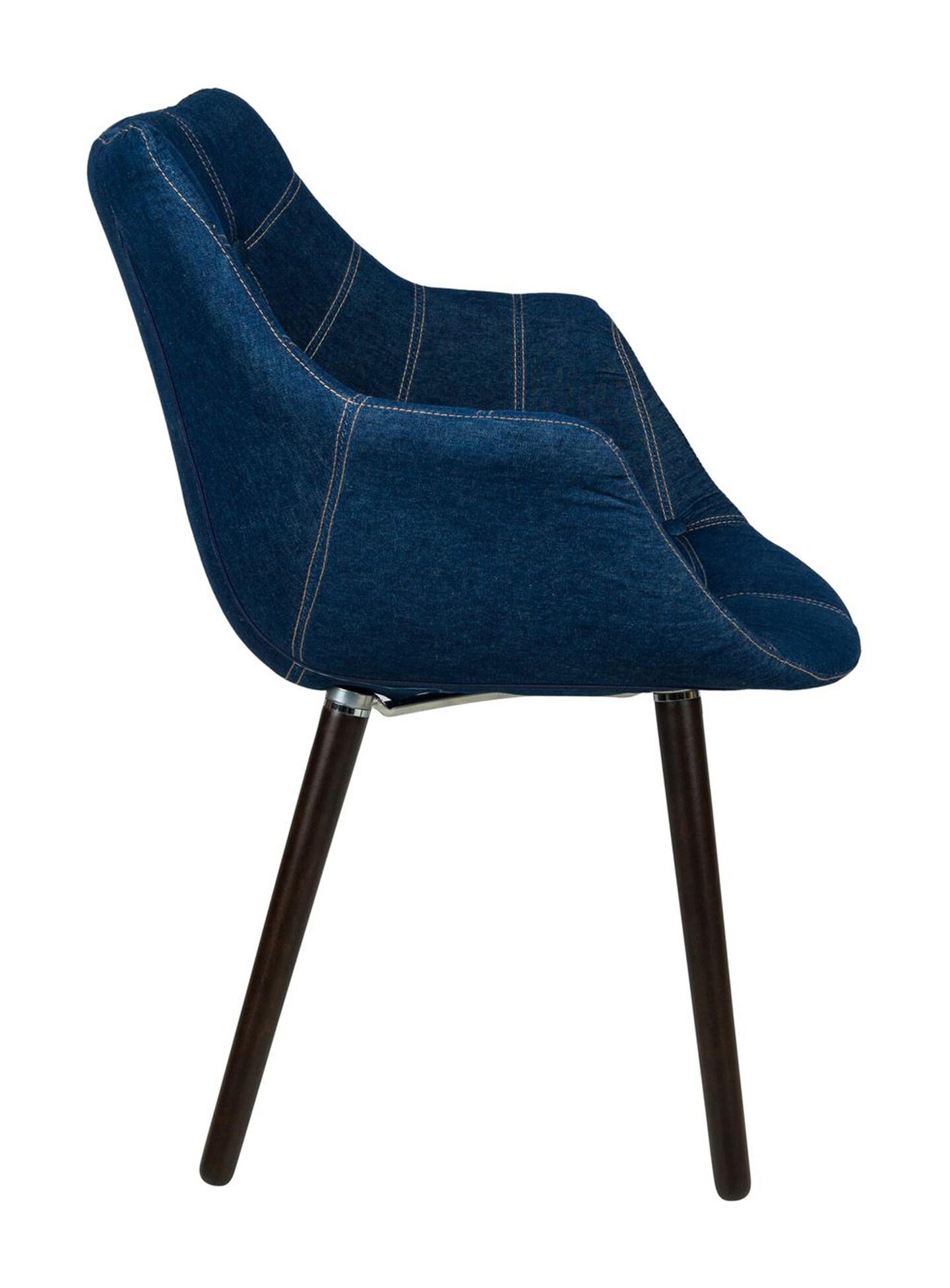 LeisureMod Milburn Tufted Denim Lounge Chair - Denim