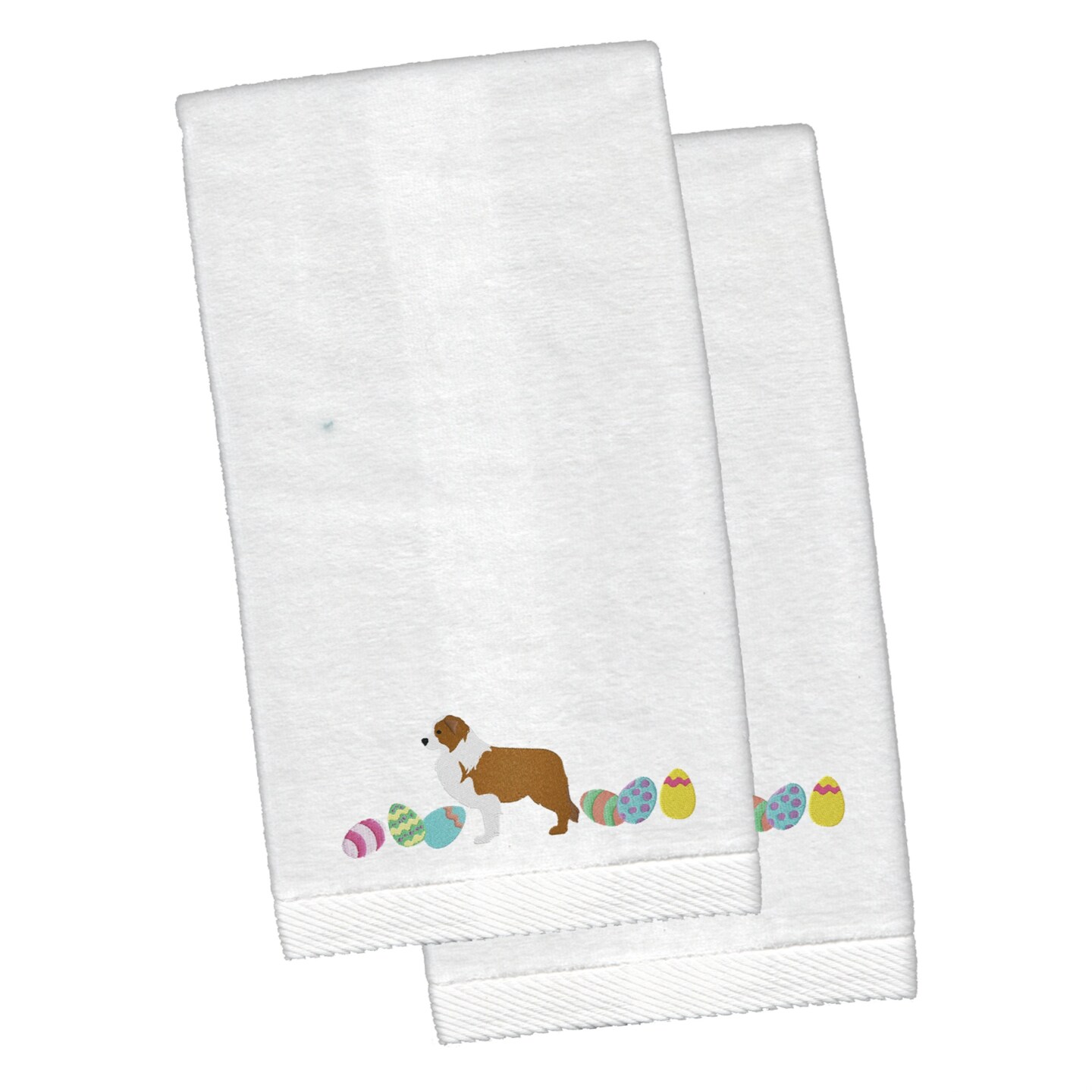 &#x22;Caroline&#x27;s Treasures Red Border Collie Easter Emboidered Hand Towels, 26hx16w, Multicolor&#x22;