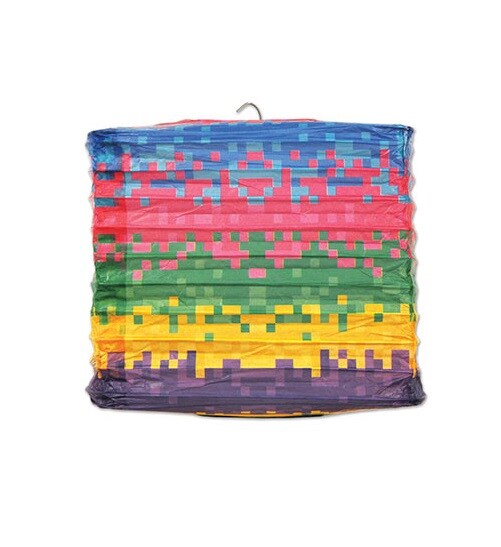 Party Central Club Pack of 12 Multi-Color Gamer 8-Bit Square Lanterns 8"