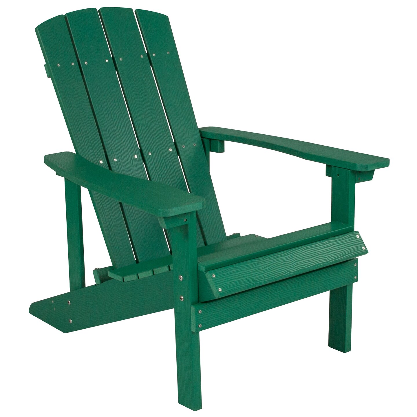 Flash Furniture 35&#x22; Green Cottage Slat High Back Adirondack Patio Lounger Chair