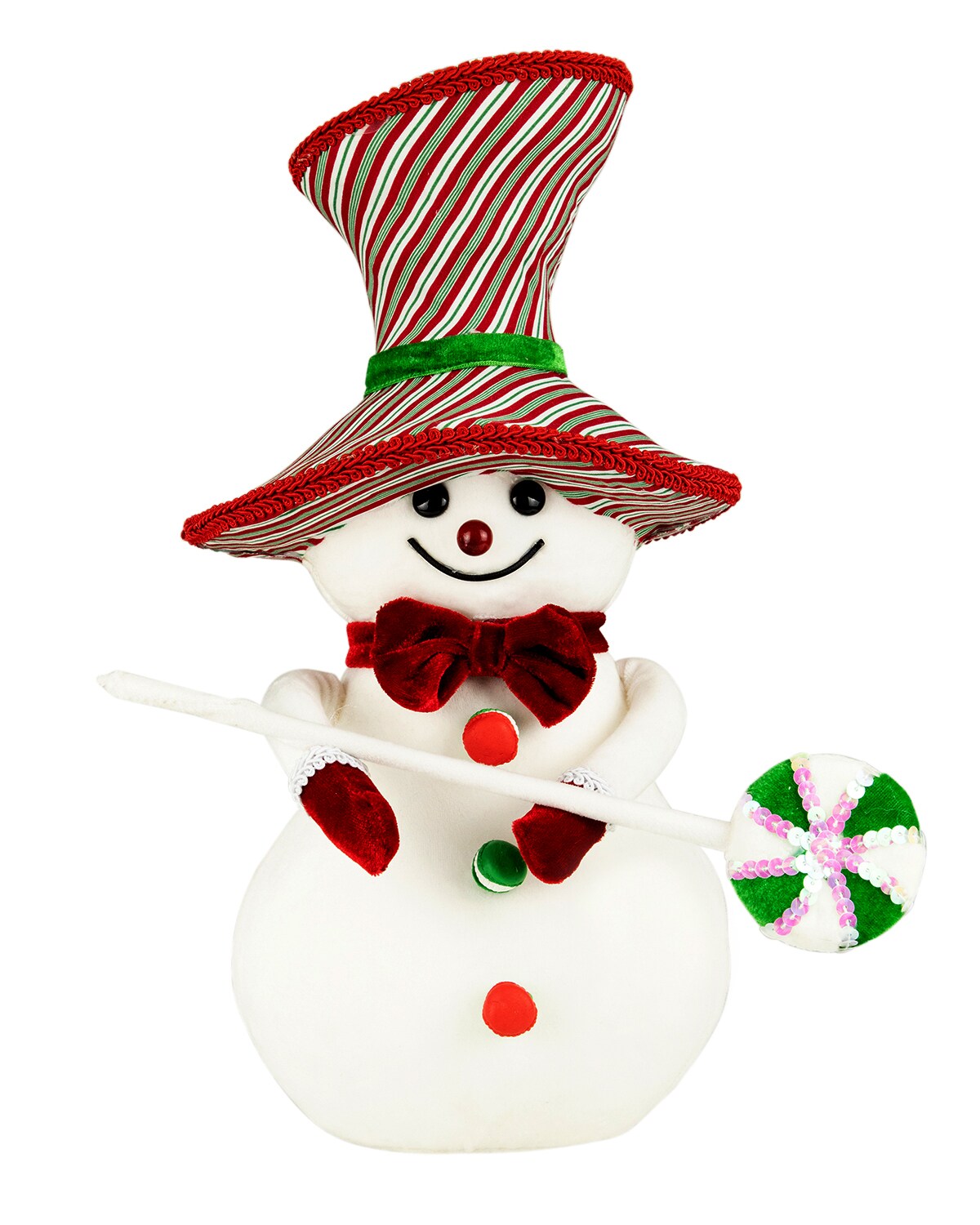 Northlight Snowman with Sequin Lollipop and Striped Hat Christmas Decoration - 15"